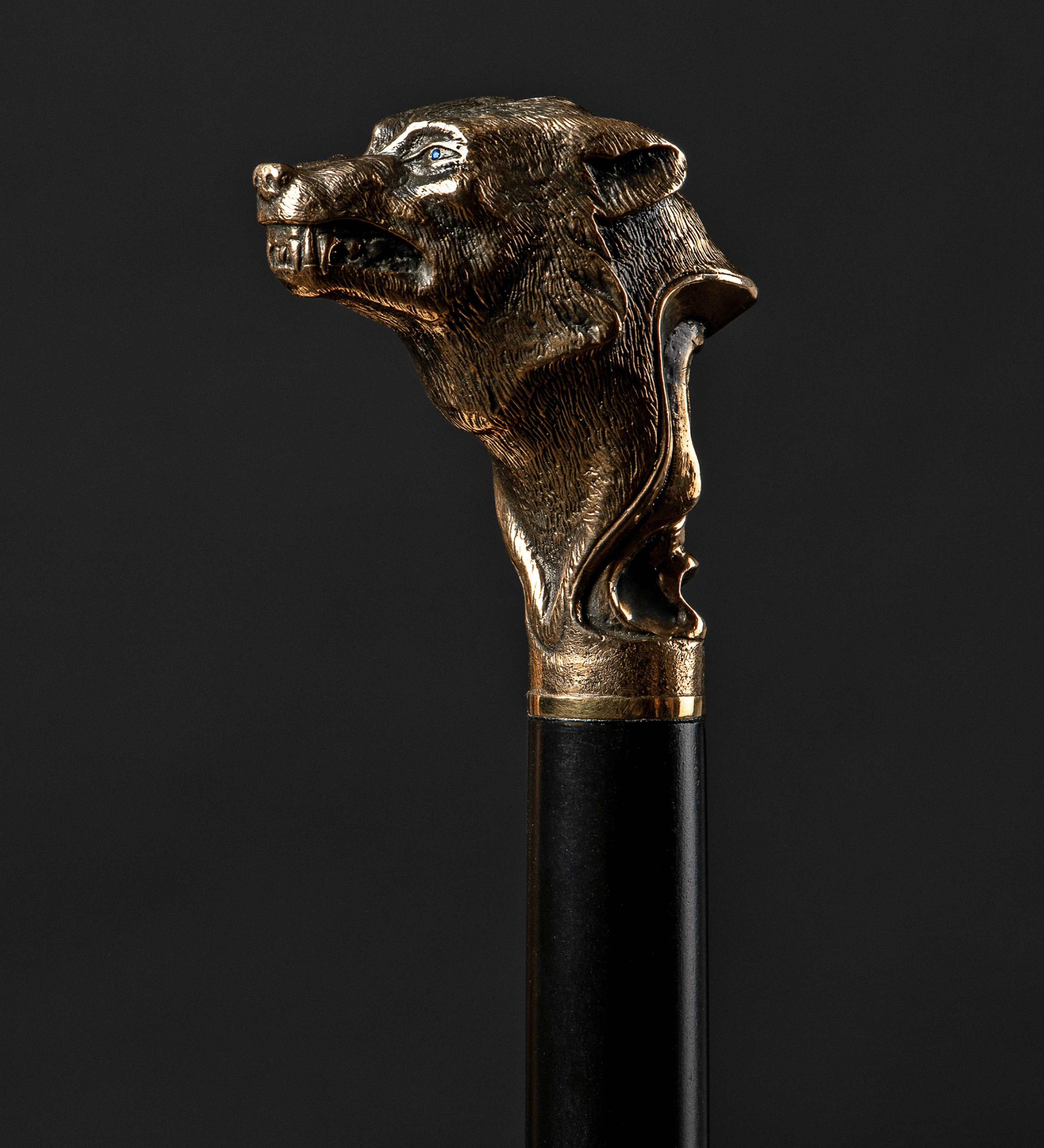 premium wooden WOLF walking stick