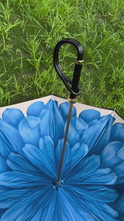 Blue Floral Designer Umbrella for Lady | Luxury Fashion Umbrella