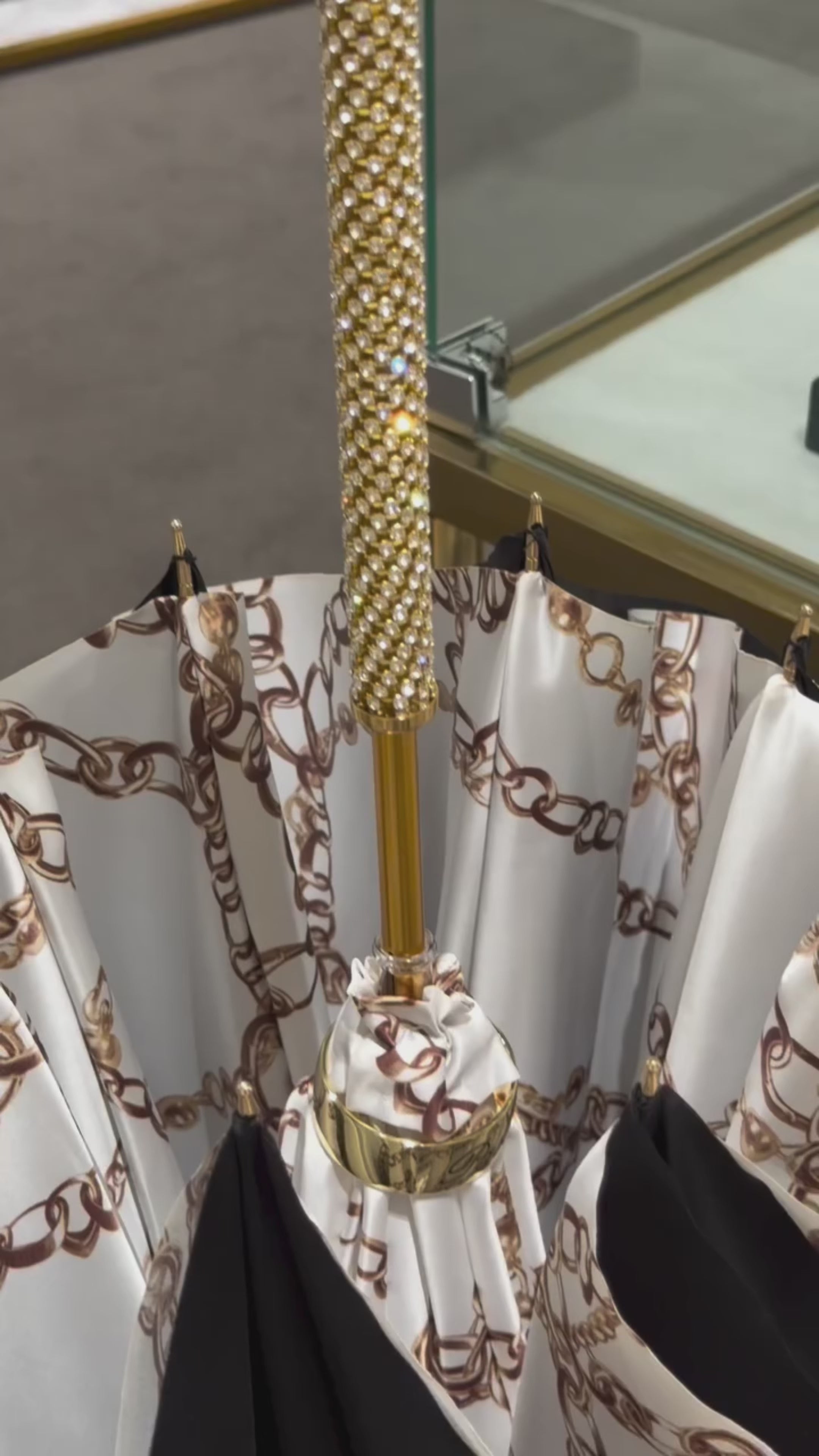 Umbrella – Chains Print with Swarovski Crystal Handle