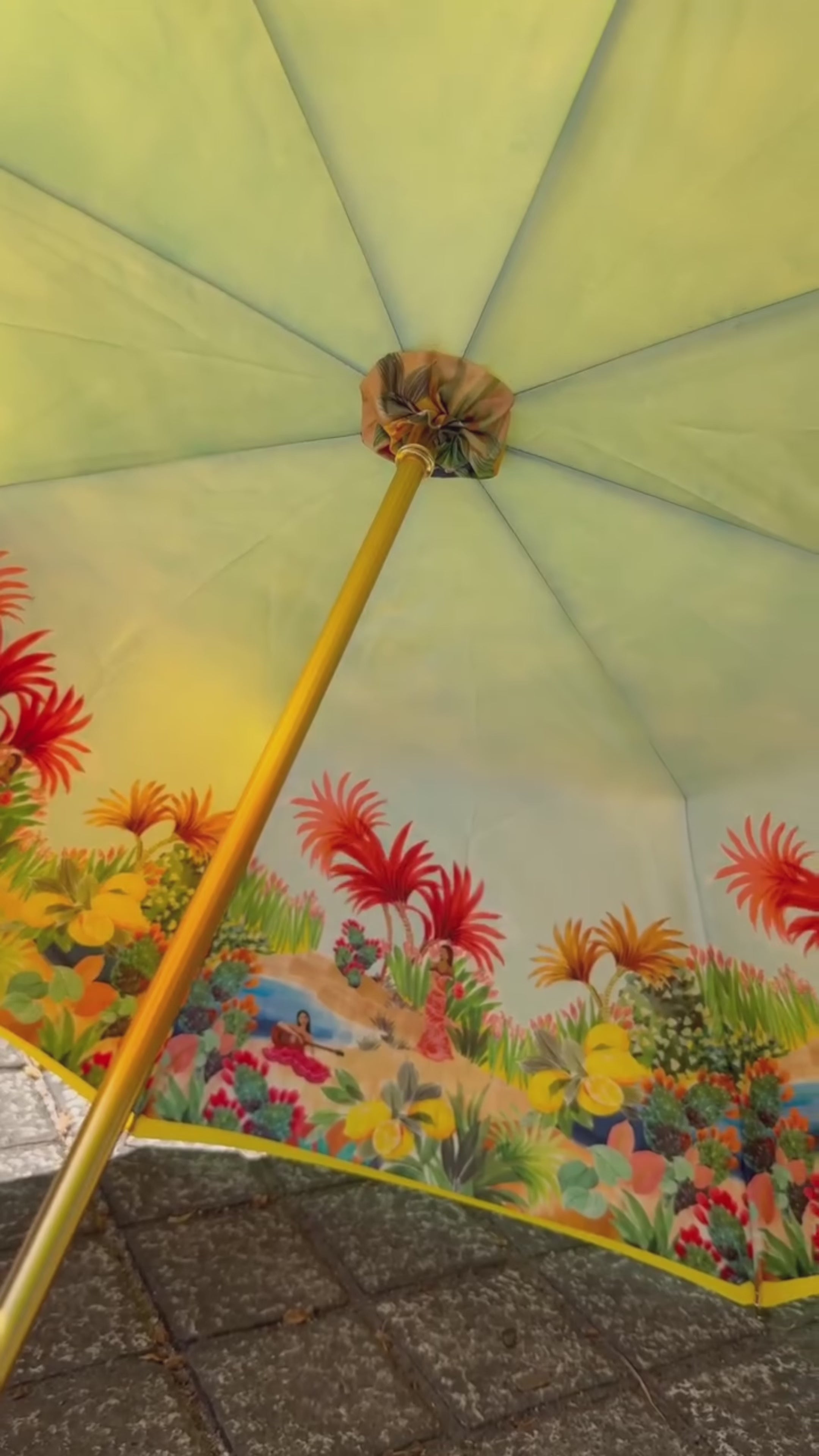 Hawaiian Umbrella – Handmade Italian Rain Umbrella with Jeweled Brass Handle