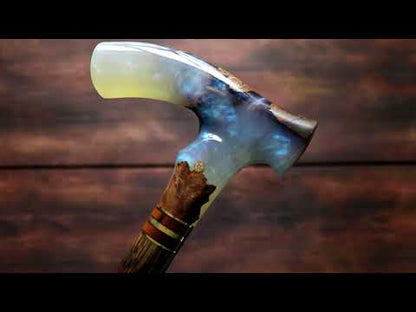 Magic Art Handcrafted Oak & Resin Walking Cane with Burl Handle