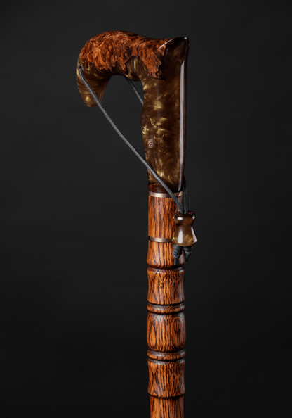 Handmade JUPITER ARTWalkingSticks walking cane with wrist strap and cord, stylish mobility aid with unique design.