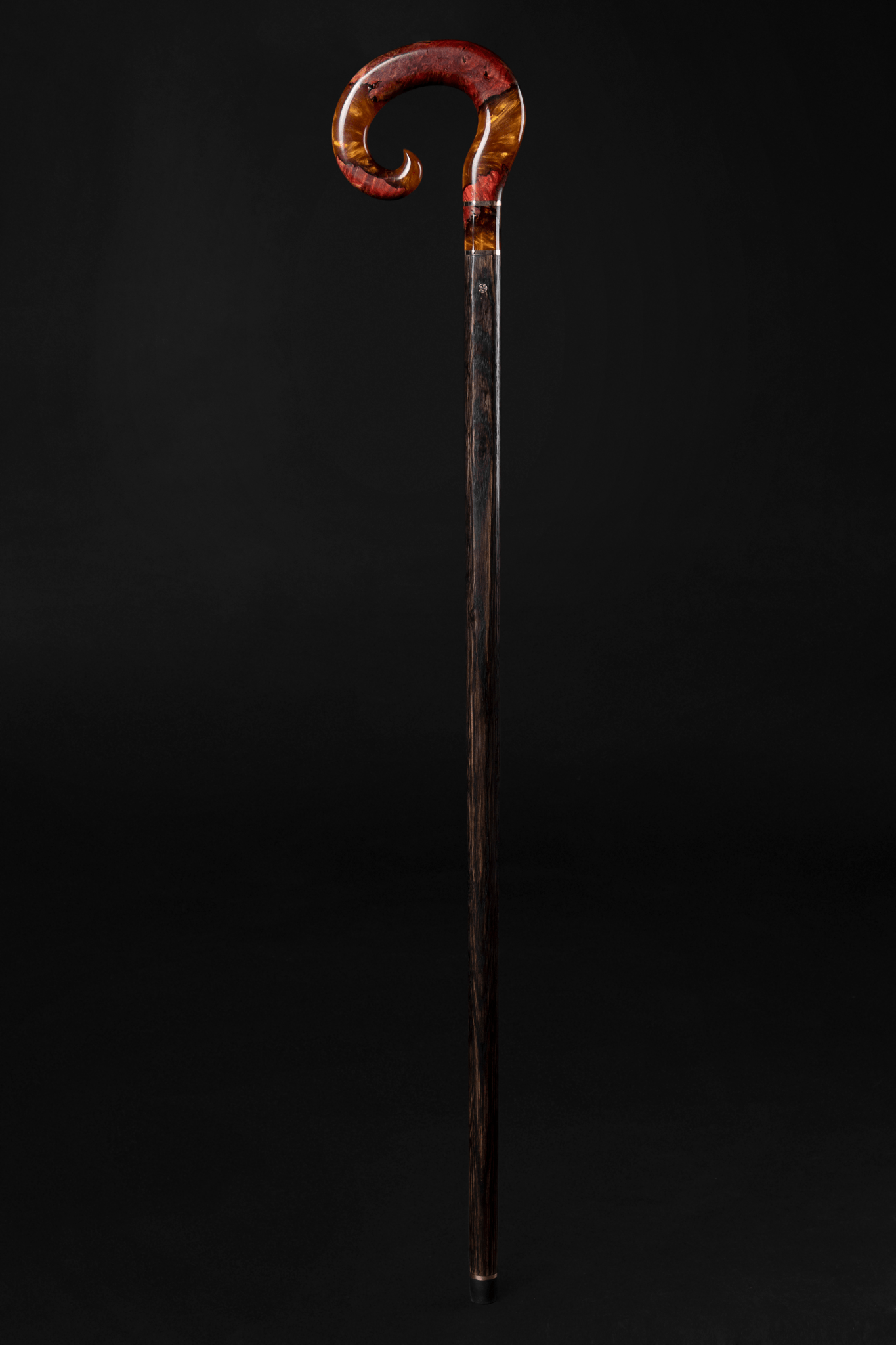 Red Mountain handmade walking cane by ARTWalkingSticks with a unique custom design, featuring a handcrafted wooden handle and sturdy shaft.