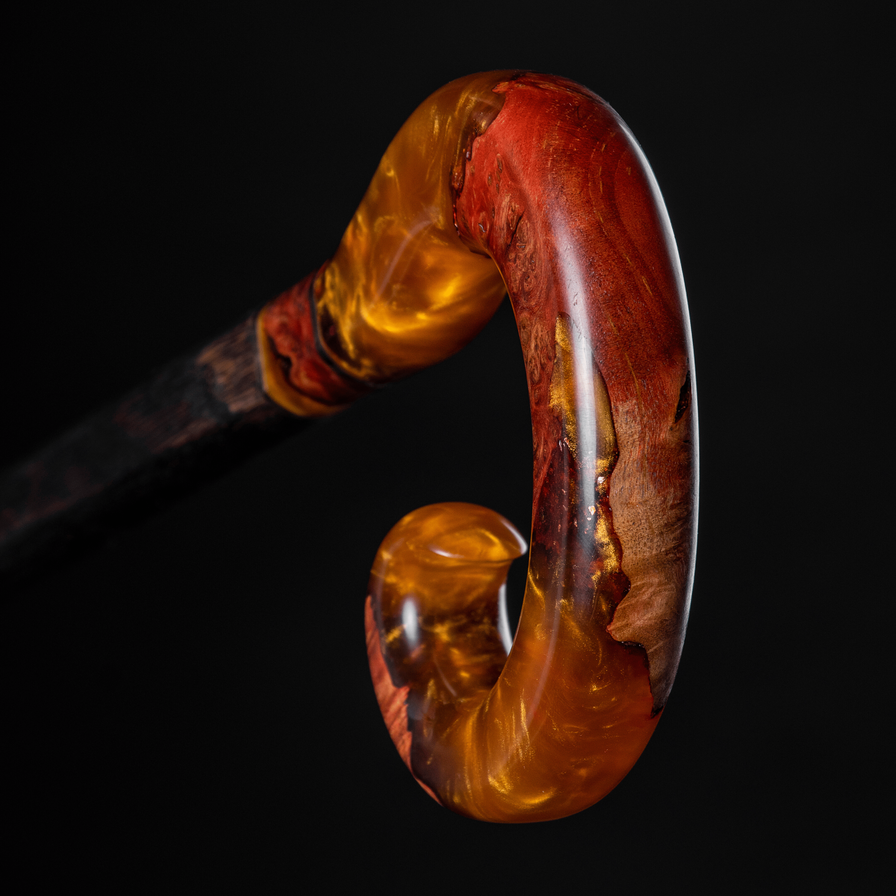 Red Mountain handmade walking cane by ARTWalkingSticks featuring a unique custom design and handcrafted finish.